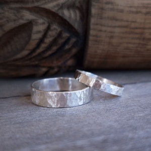 Organic wedding, His & Hers bands, Natural hammered wedding band, rustic wedding ring, man's ring, wedding band, engagement ring, unisex