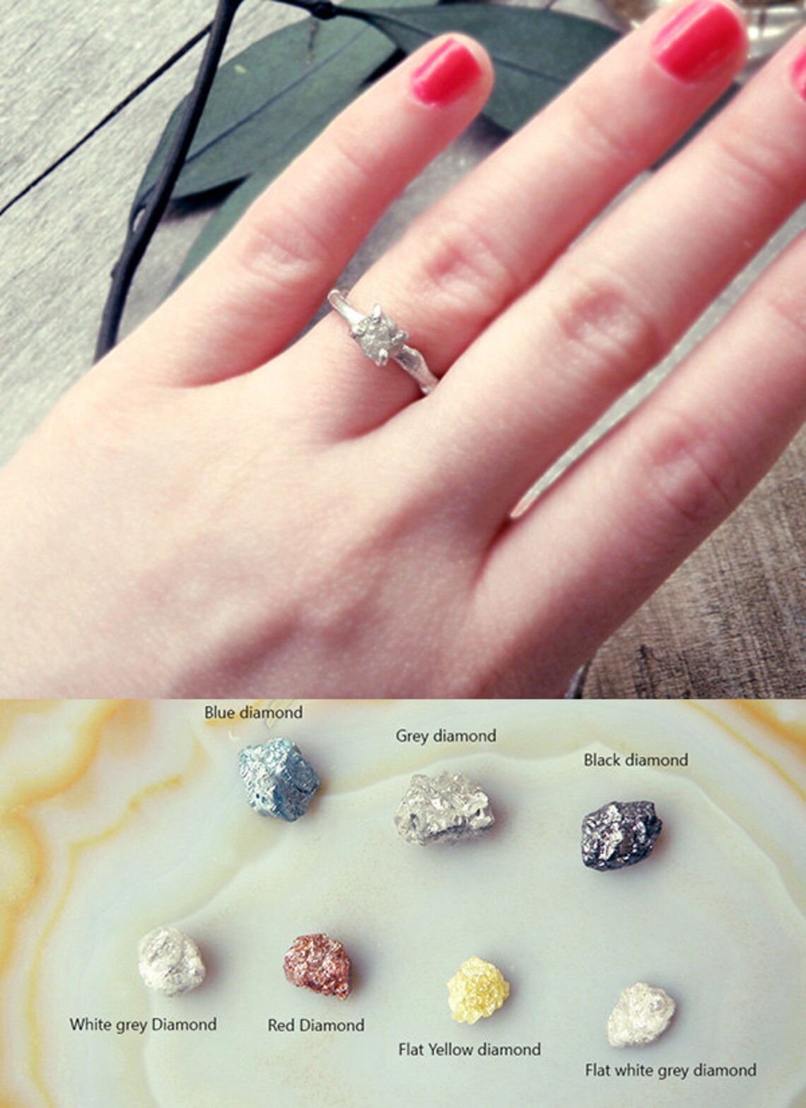 Raw Diamond Ring Raw Diamond Engagement Ring Raw Stone Etsy