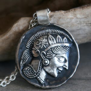 Athenian Owl museum replica, Goddess Athena pendant, Double sided ancient coin pendant, Grecian pendant, tetradrachm coin, Greek jewelry