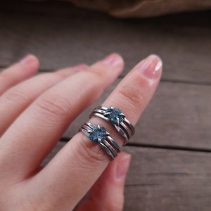 Clio Ring Raw diamond rings set, Conflict free ethically sourced organic ring, something blue, rustic, alternative wedding ring image 2