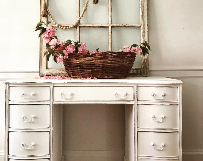 SOLD Vintage Desk Painted Desk White Desk Farmhouse Desk Etsy