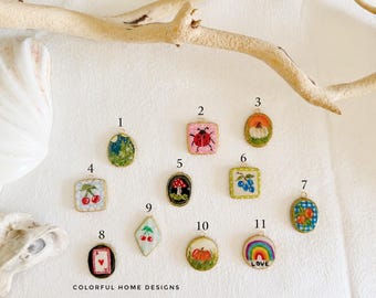 Hand Painted Polymer Clay Charm | Miniature Food, Coastal, Nature Pendant, Gold Trim
