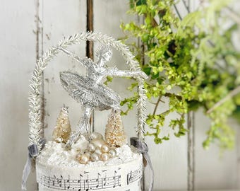 Handmade Christmas Ballerina Diorama Gift Box: Vintage Holiday Decor