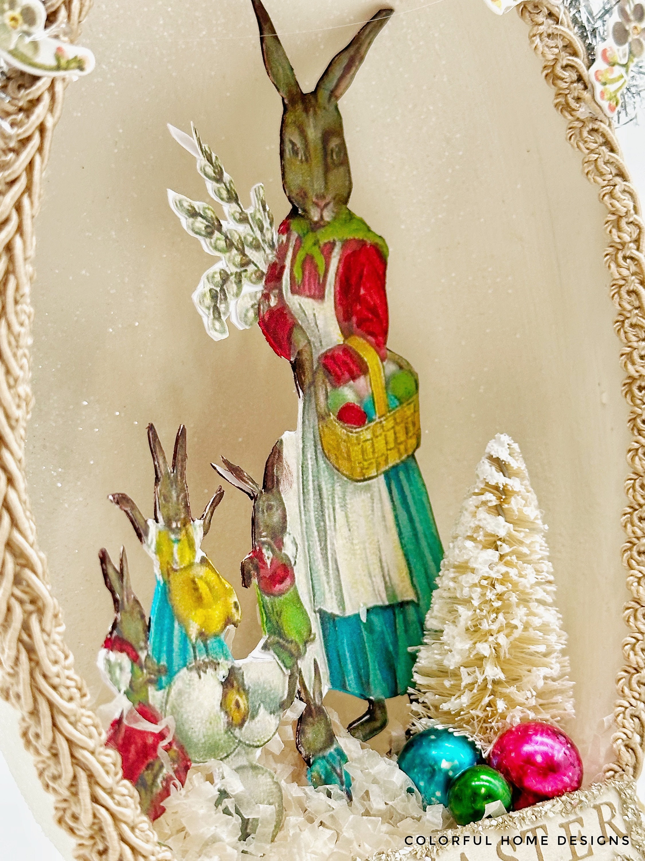 Vintage Style Easter Decor, Panoramic Easter Egg, Easter Diorama, Kitsch Retro Easter Display