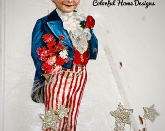 Vintage Style Patriotic Assemblage: 4th of July Centerpiece