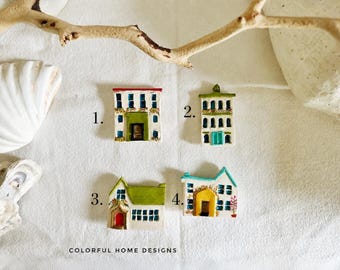 Hand-Painted Cottage Magnets | Miniature European Village House Decor, Collectible Clay Art