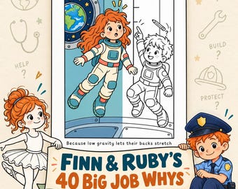 Libro para colorear de Finn y Ruby: 40 profesiones, actividad sobre profesiones educativas (PDF)