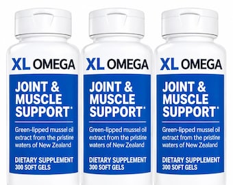 XL Omega Joint & Muscle Support Supplement, Green-Lipped Mussel Oil, 3 Pack, 300 Soft Gels Each