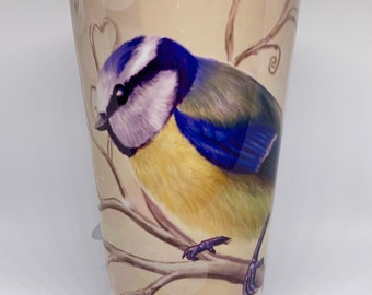 Magical Bluetit & Fairy Large Latte Mug From Rachel Blackwell's Fairies and Friends series, featuring garden birds and their fairy friends.