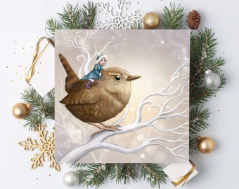 Fairy Wren Solstice greetings Christmas card