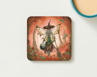 The Fairy Witch cork backed coaster