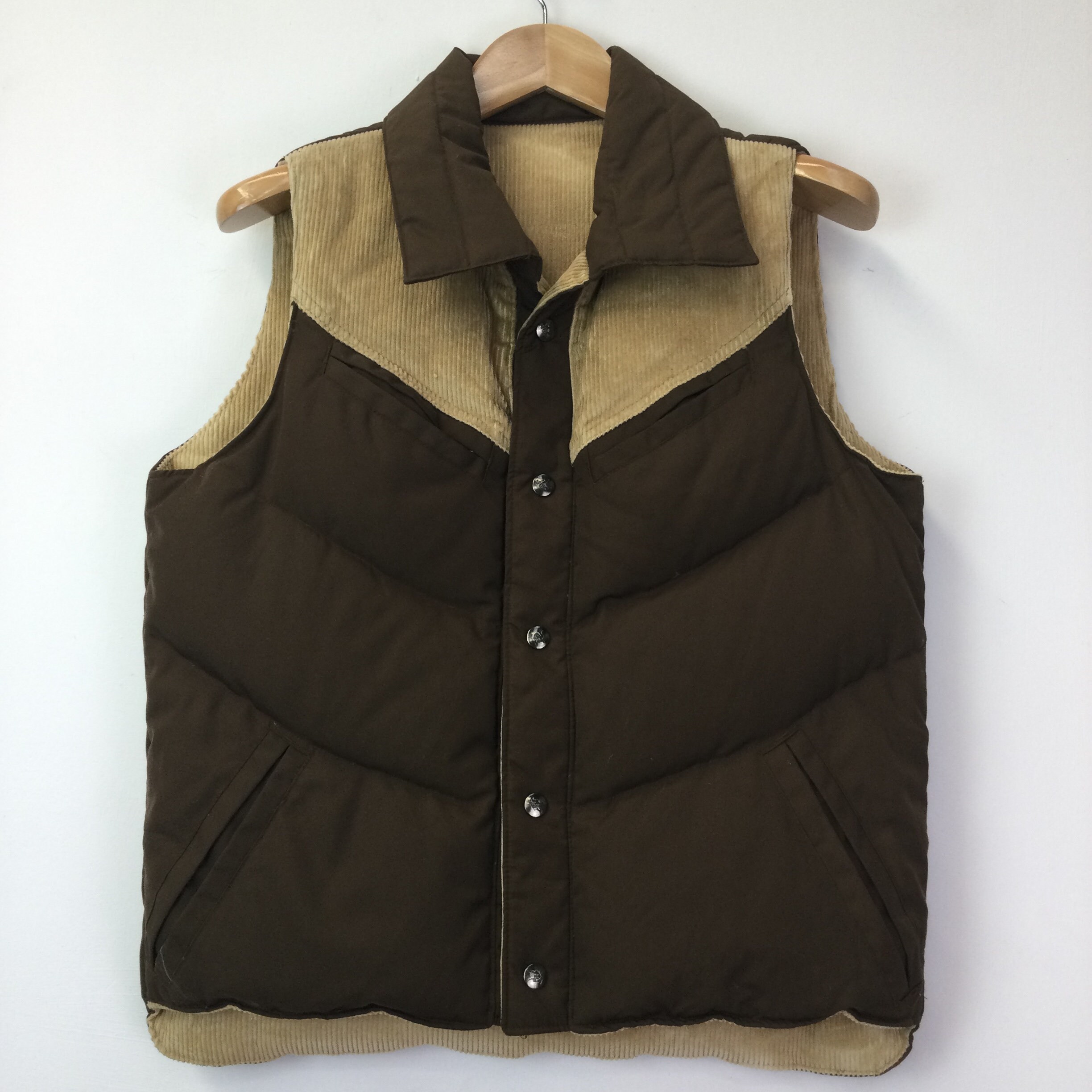 Image of Vintage Camel Reversible Corduroy Goose Down Gilet