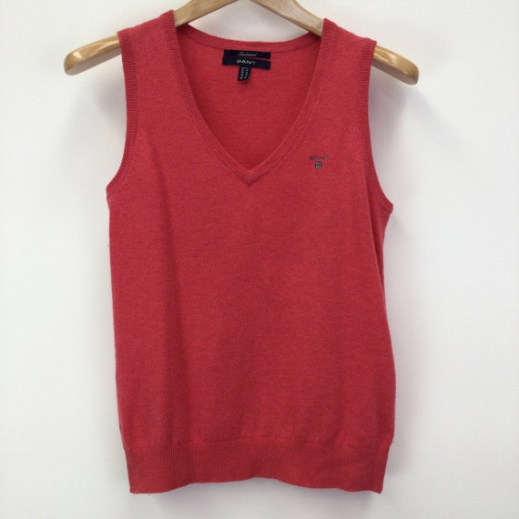 ToBeWornAgain Vintage Y2k Pink V-Neck Gant Sweater Vest Pullover