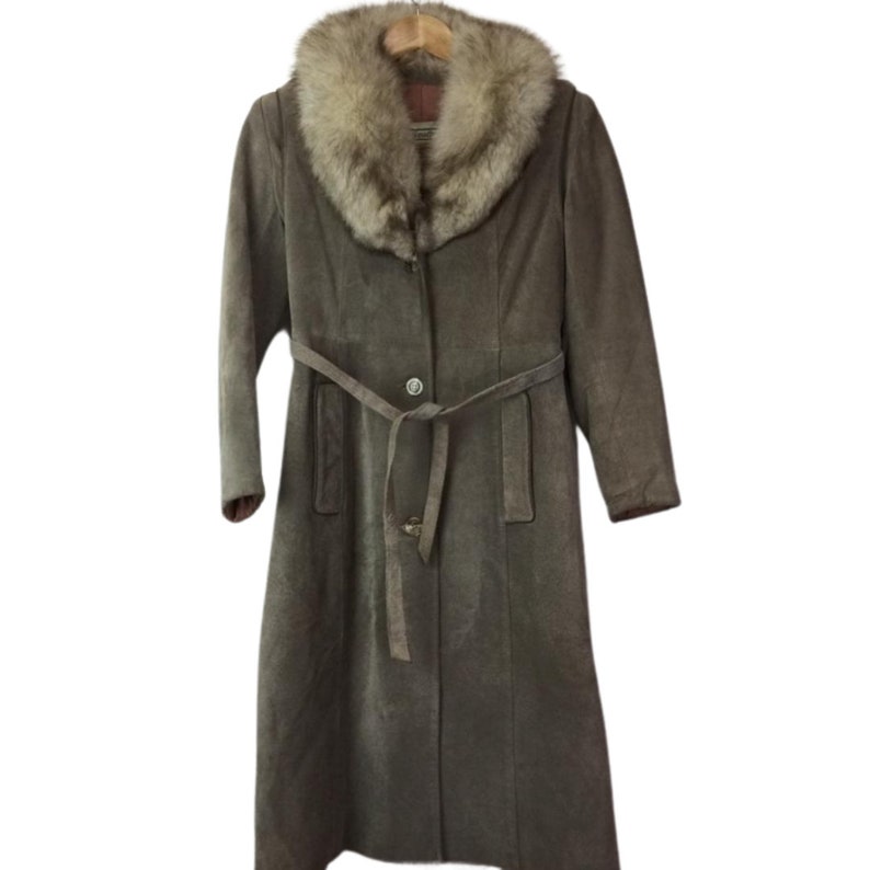 Vintage Fairweather Grey Suede Fur Collar Trench Coat - Etsy