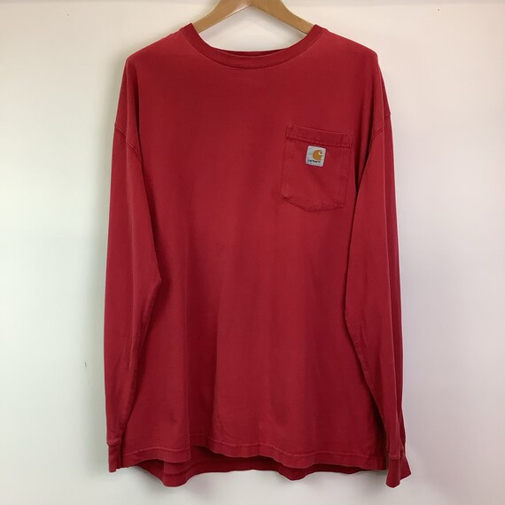 Red carhartt long sleeve shirt Clearance