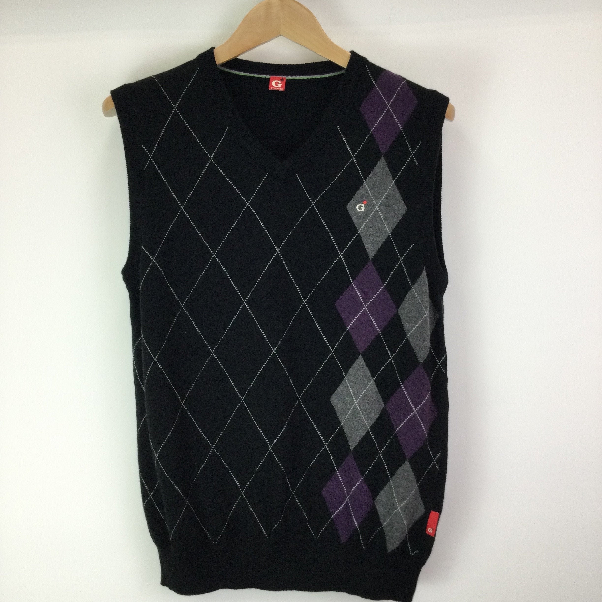 Purple \u0026 Grey Argyle Sweater Vest Tank 