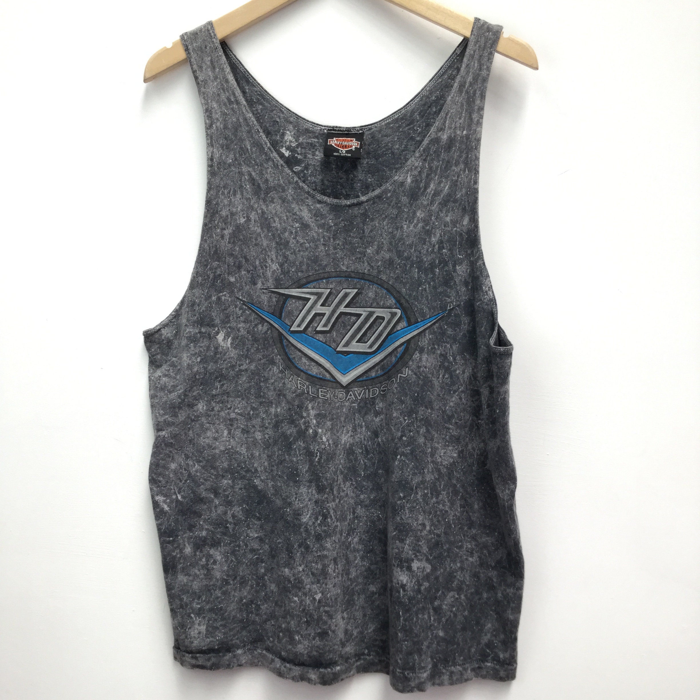Image of Vintage Grey Acid Wash Harley Davidson Vest