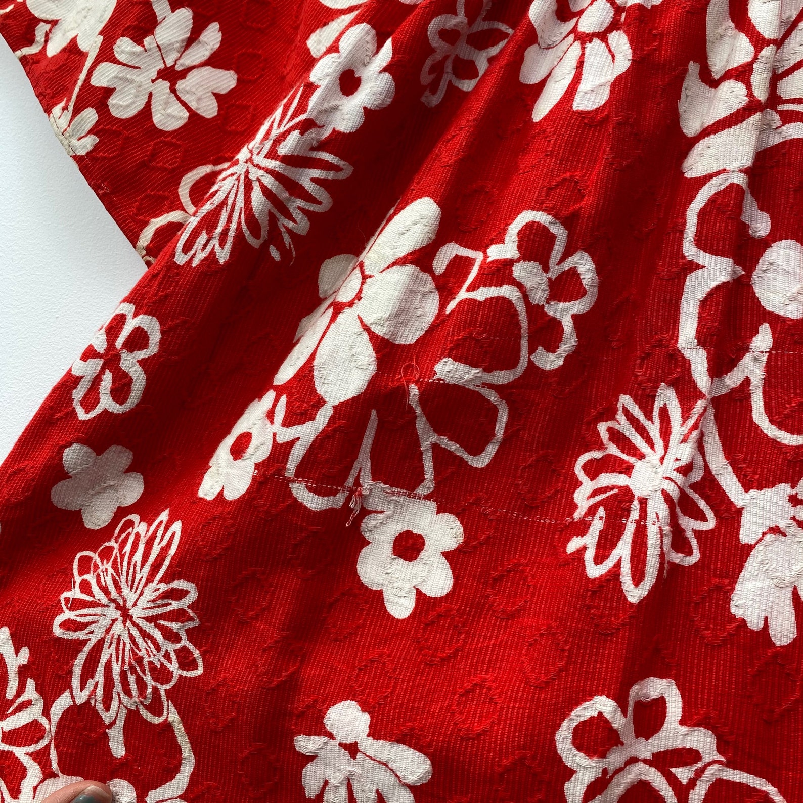Vintage 1970s Red & White Floral Cotton Kimono Maxi Dress - Etsy