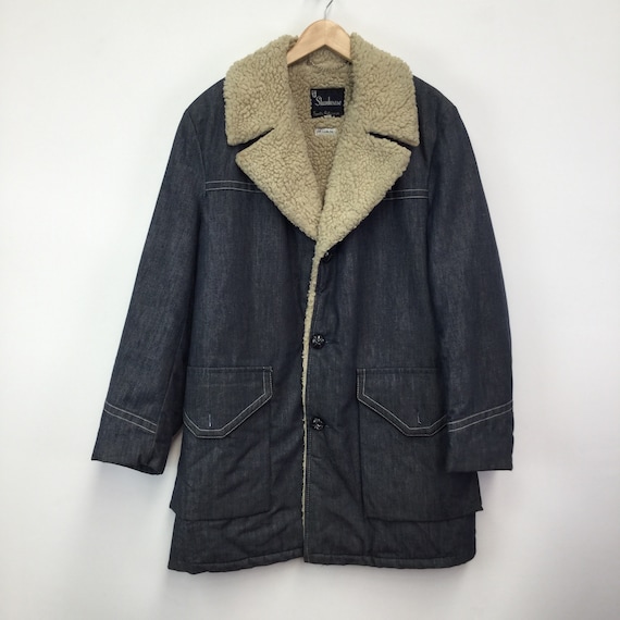 Vintage 60's Denim and Shearling Coat