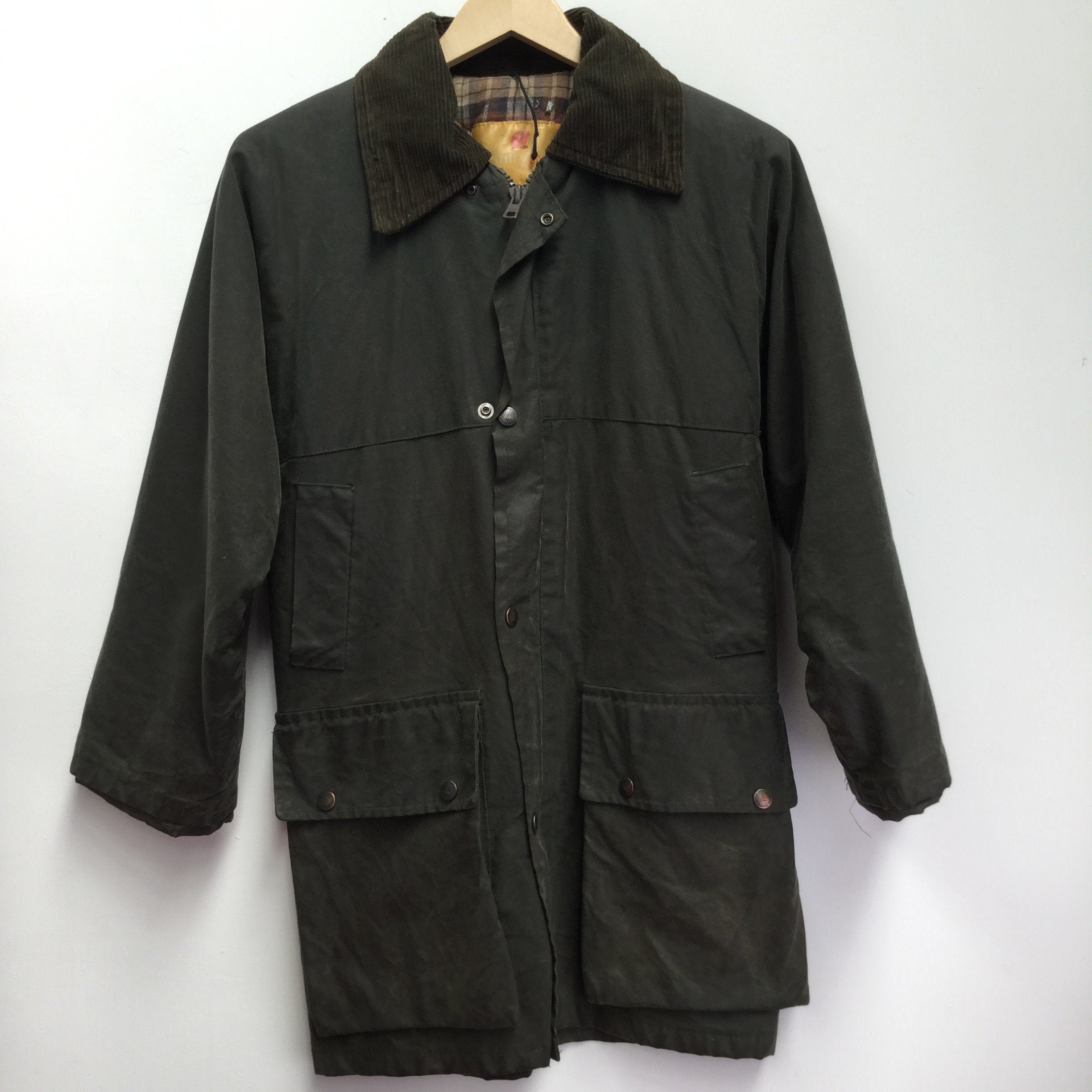 Image of Vintage Country Style Green Wax Jacket