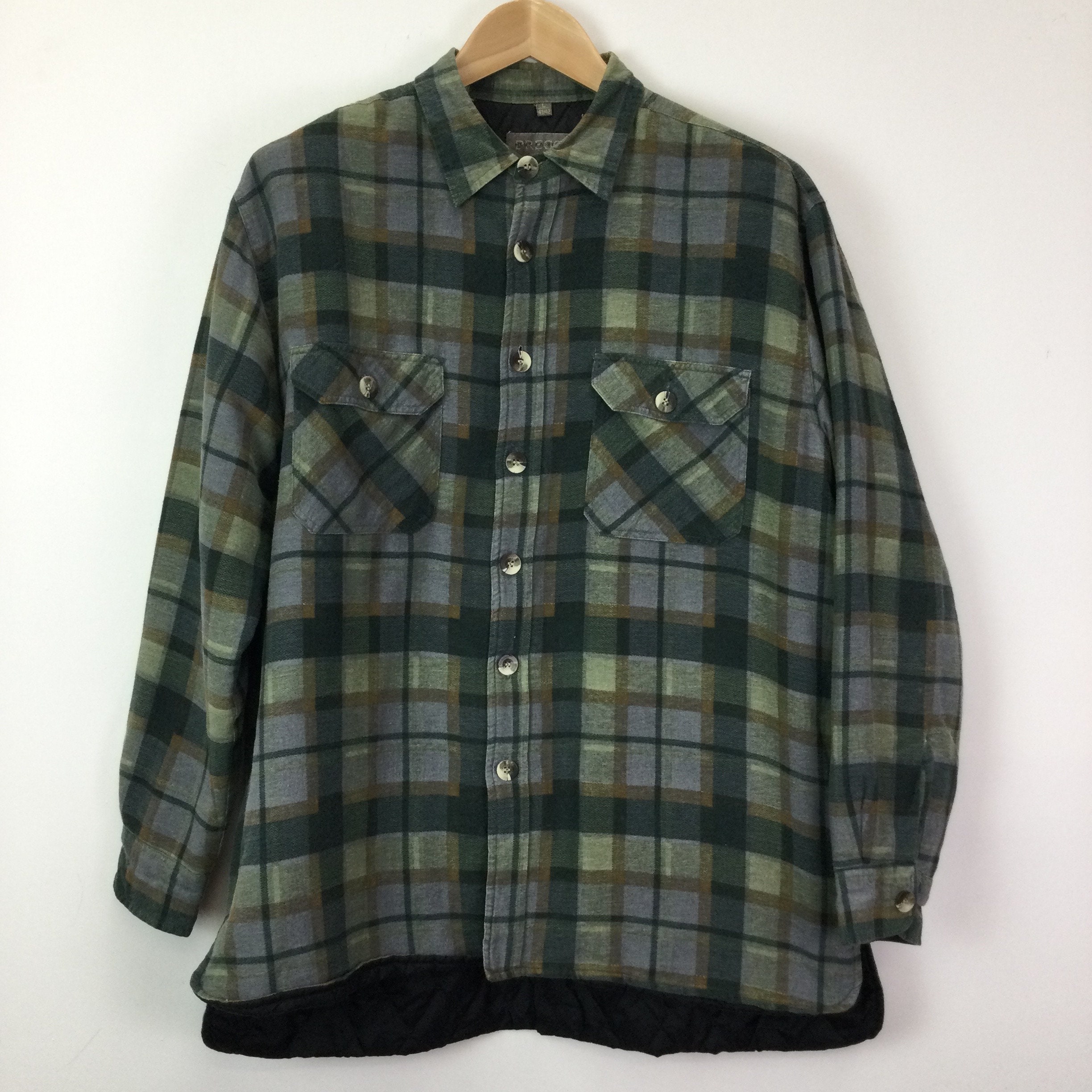 Image of Vintage 1990S Blue & Green Padded Flannel Shirt