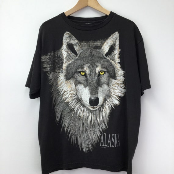 Black Wolf Alaska T-shirt - Etsy 