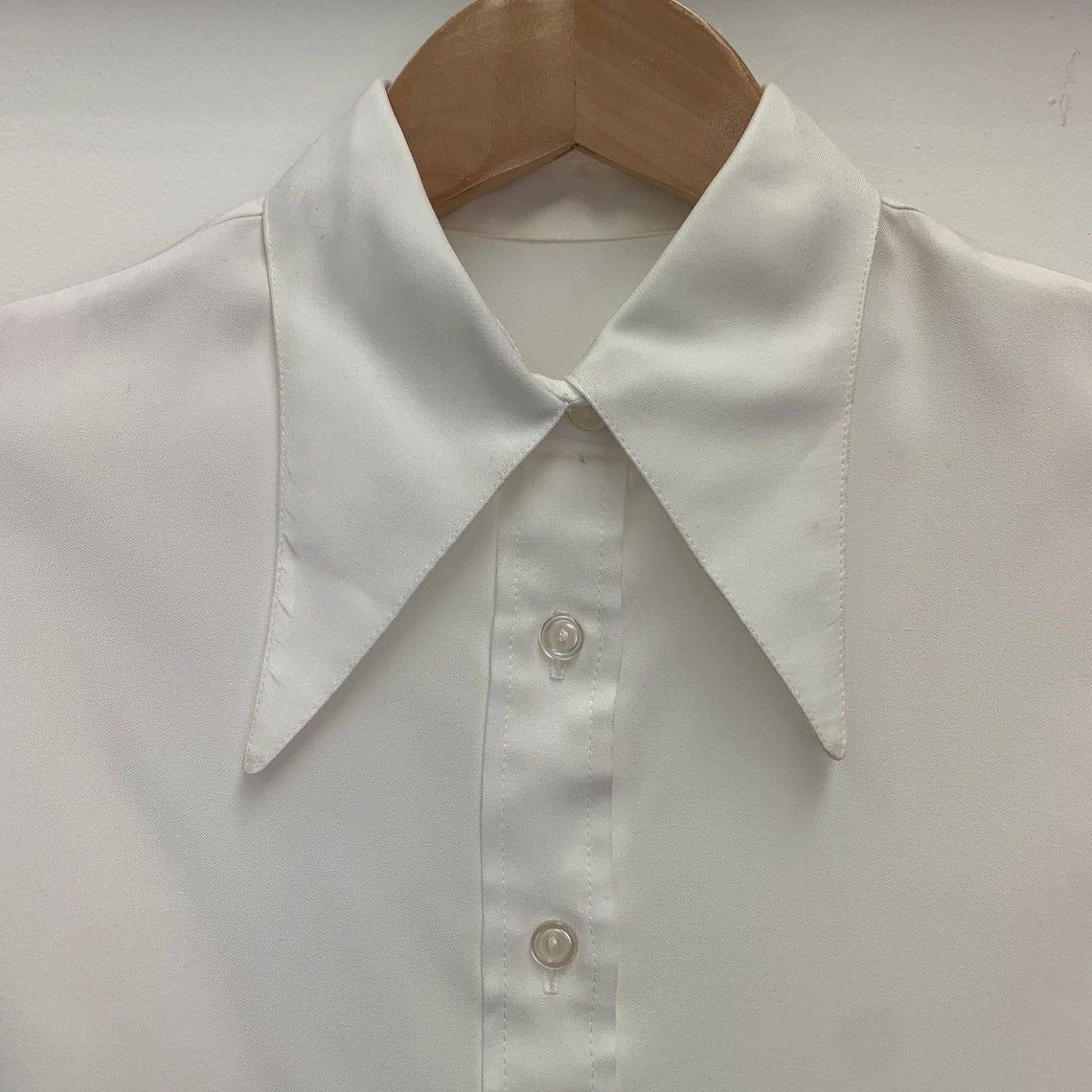 Vintage 1970s White Dagger Collar Blouse Etsy