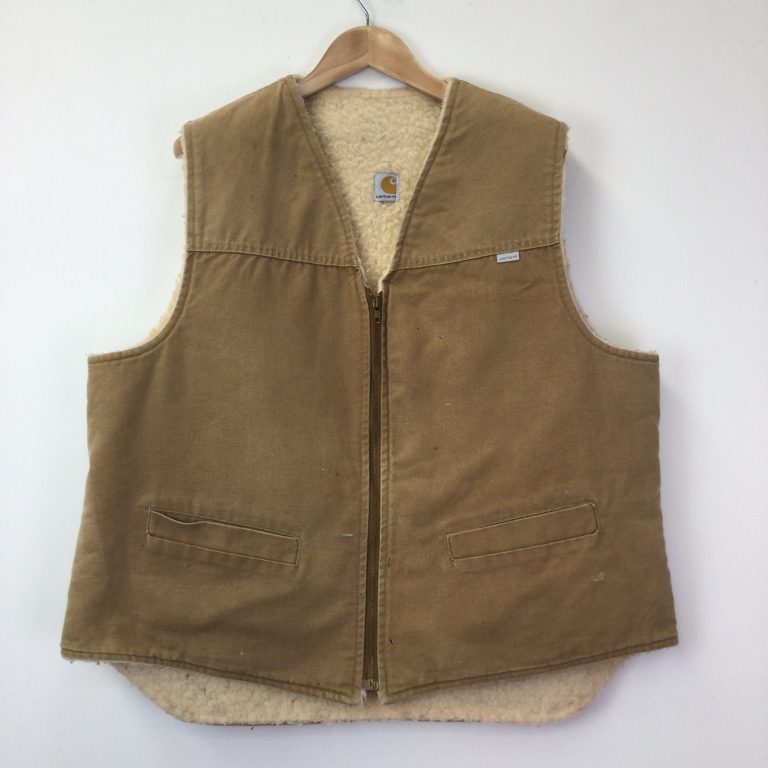 Image of Vintage Carhartt Tan Sherpa Lined Gilet