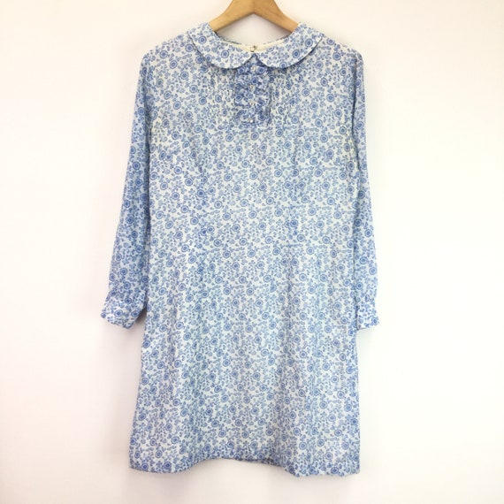 Vintage Blue Ditsy Floral Dress