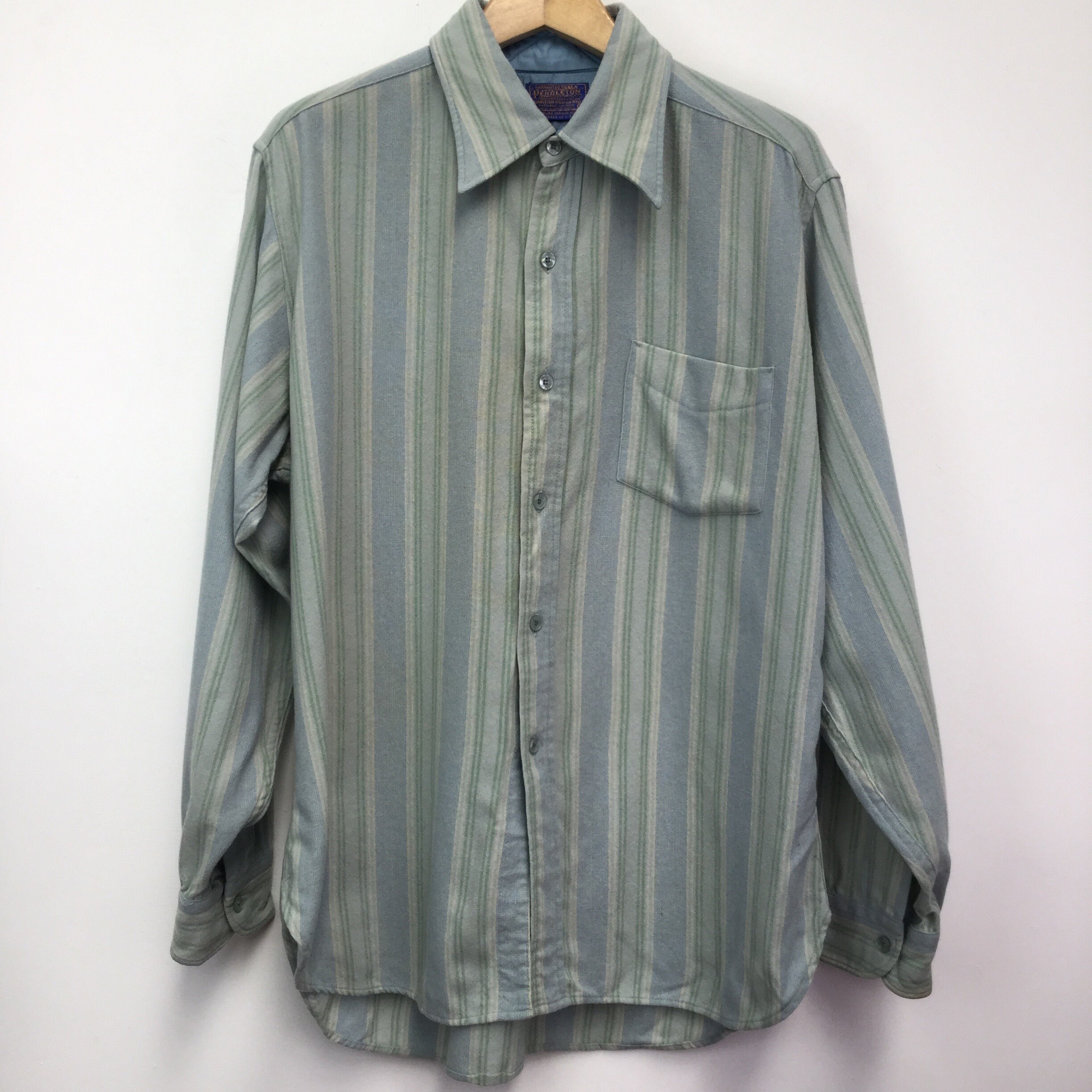 Image of Vintage 1970’S Powder Blue Pendleton Striped Shirt