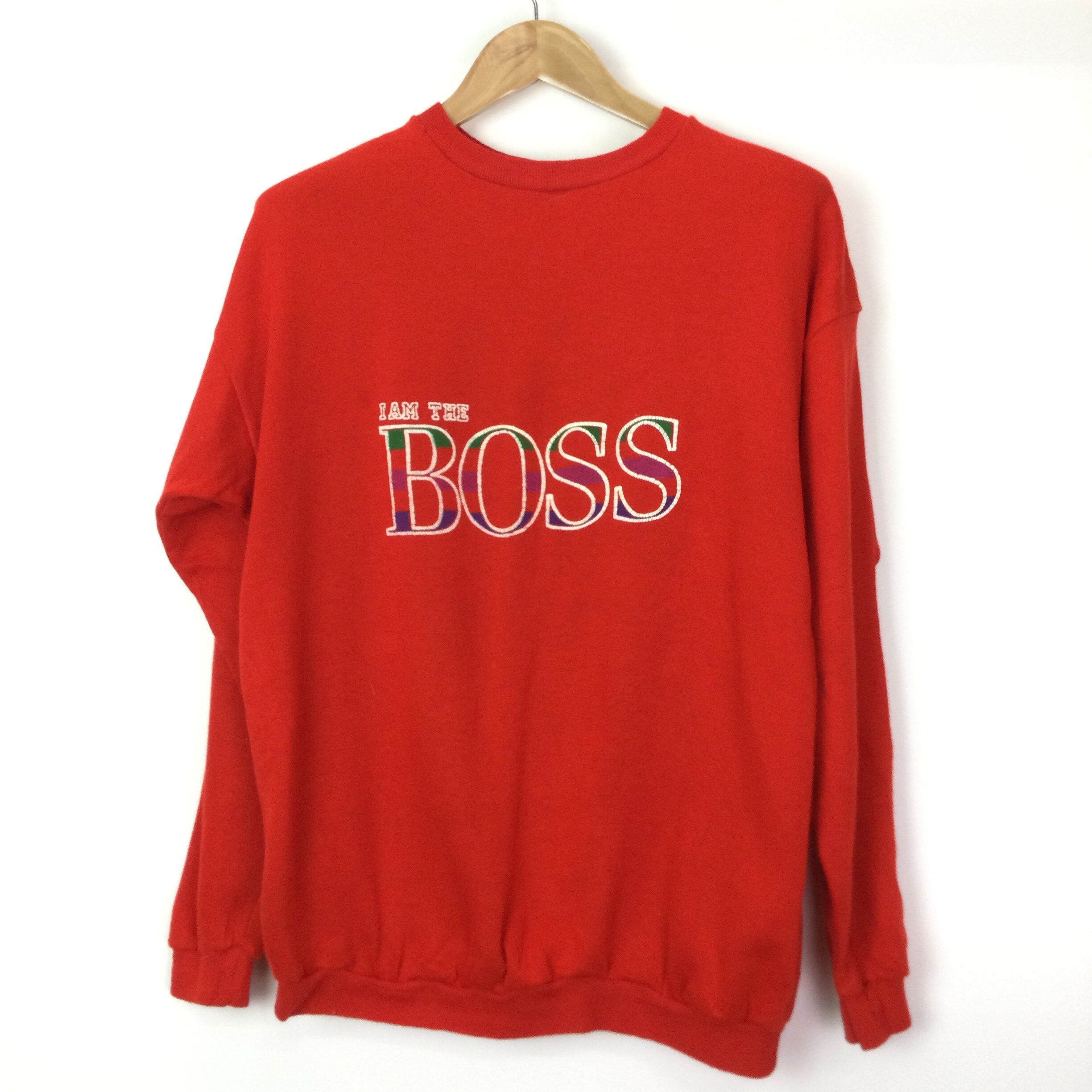 Vintage 1980s Red Novelty Im the Boss Sweatshirt - Etsy