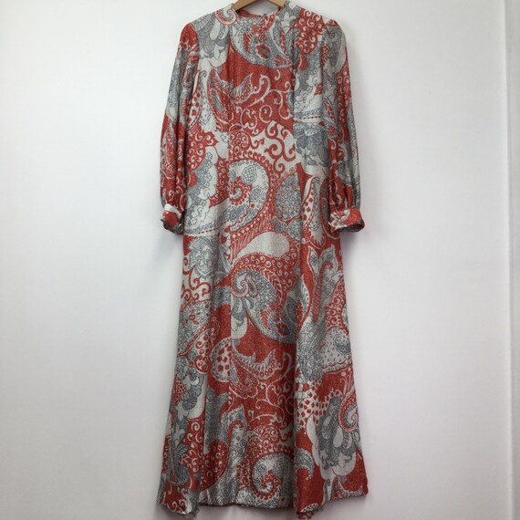 Vintage 1970's Red Glitter Printed Maxi Dress