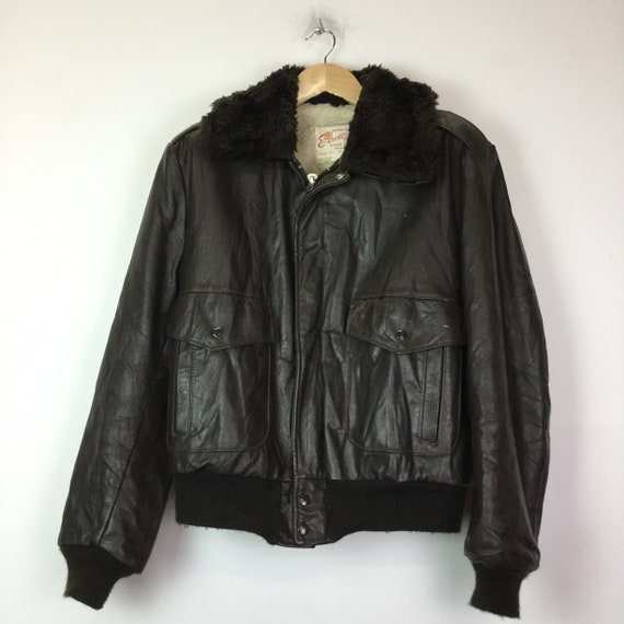 Vintage Excelled Brown Leather Aviator Bomber Jack