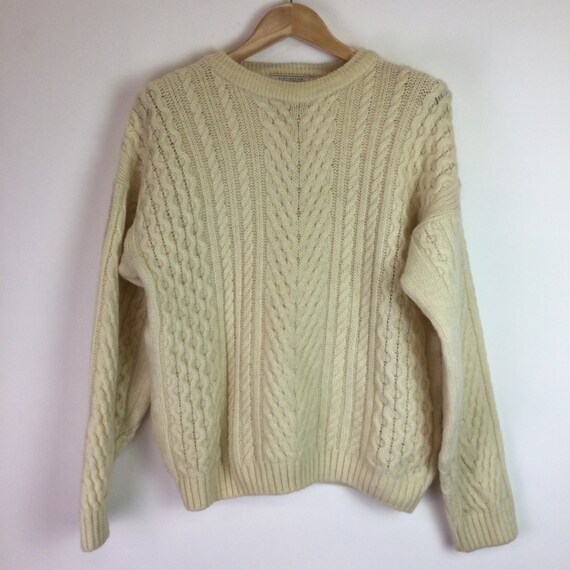 Vintage Cream Aran Cable Knit Jumper
