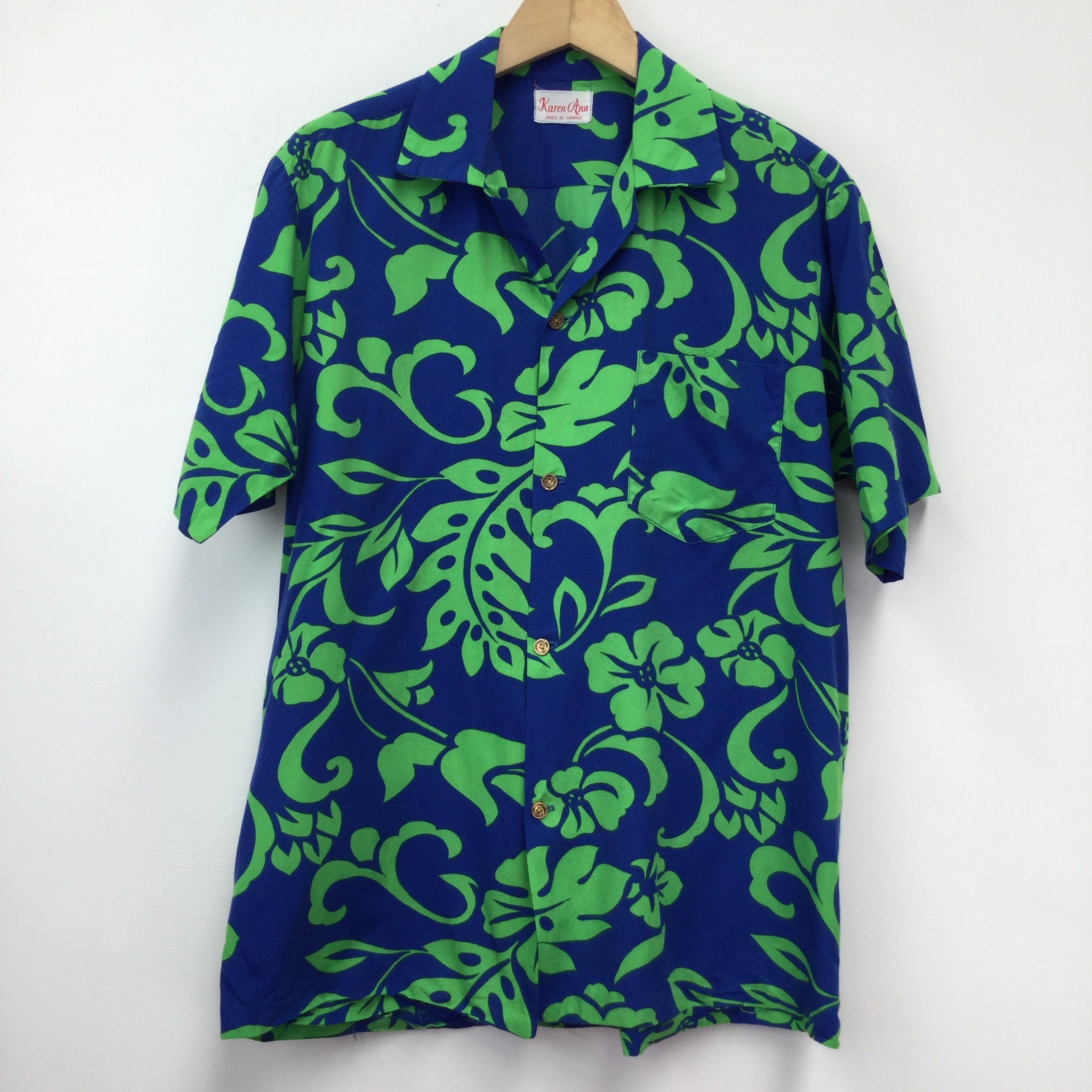 Image of Vintage Blue & Green Hawaiian Shirt