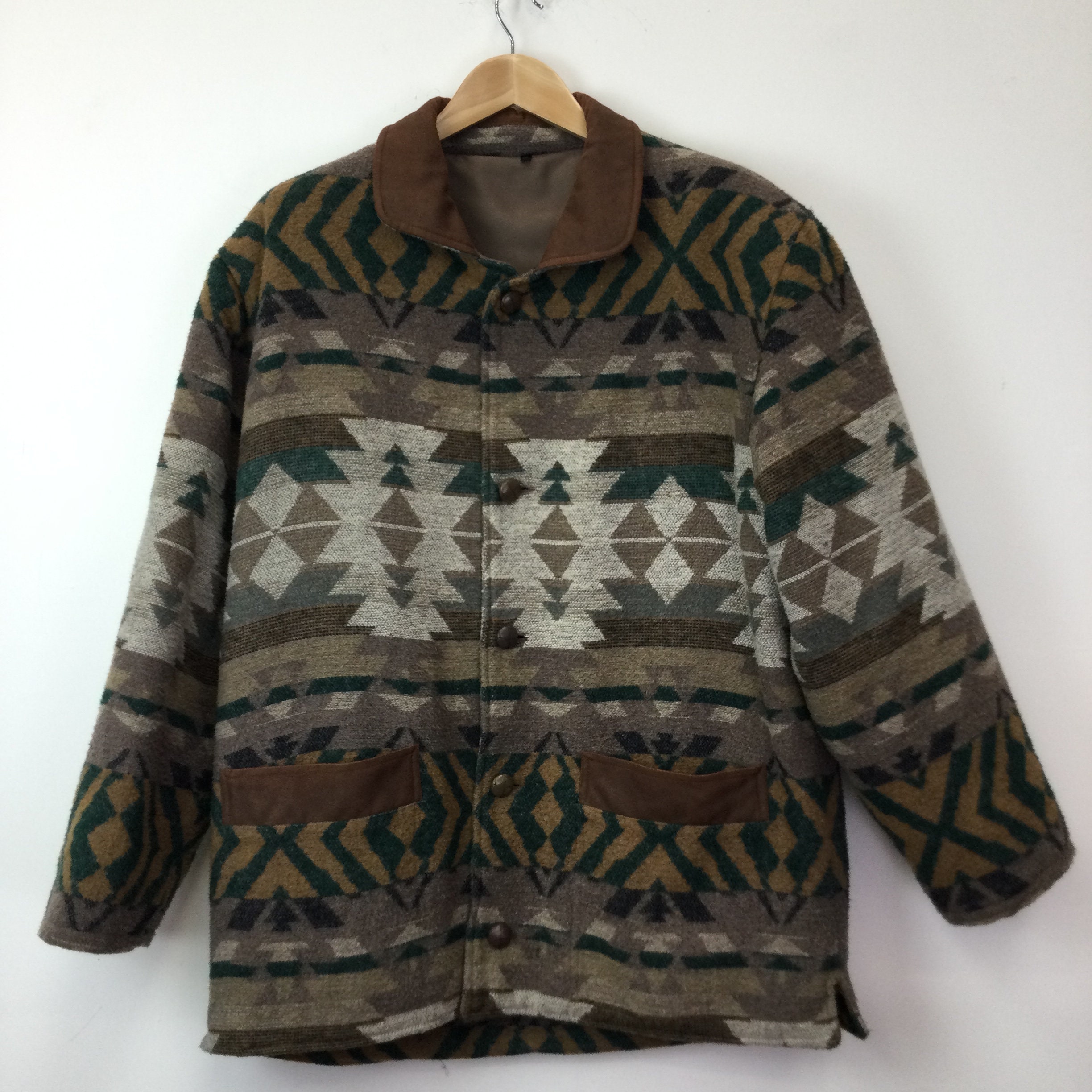 Image of Vintage 1980’S Brown Aztec Wool Coat