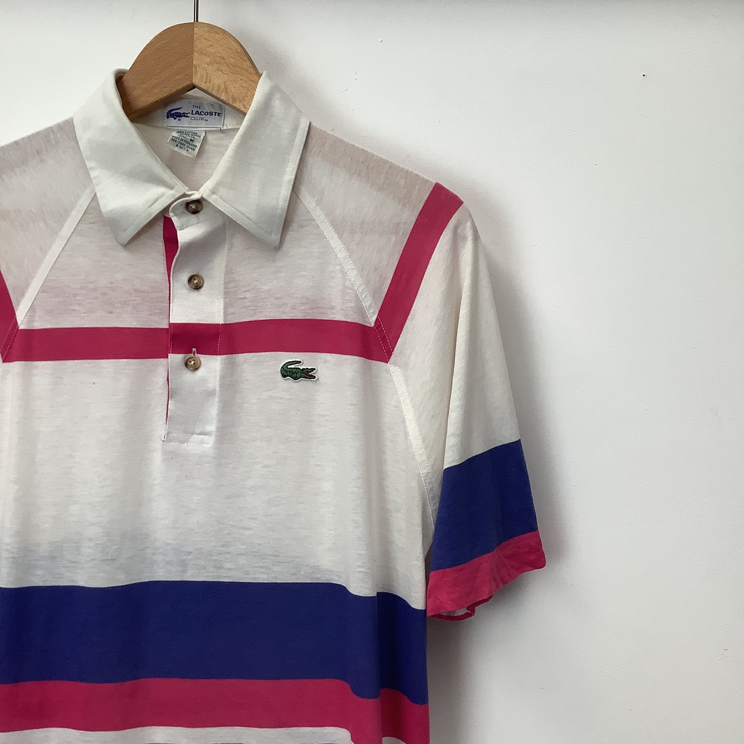 Vintage Lacoste Club Pink White Polo Shirt - Hong Kong