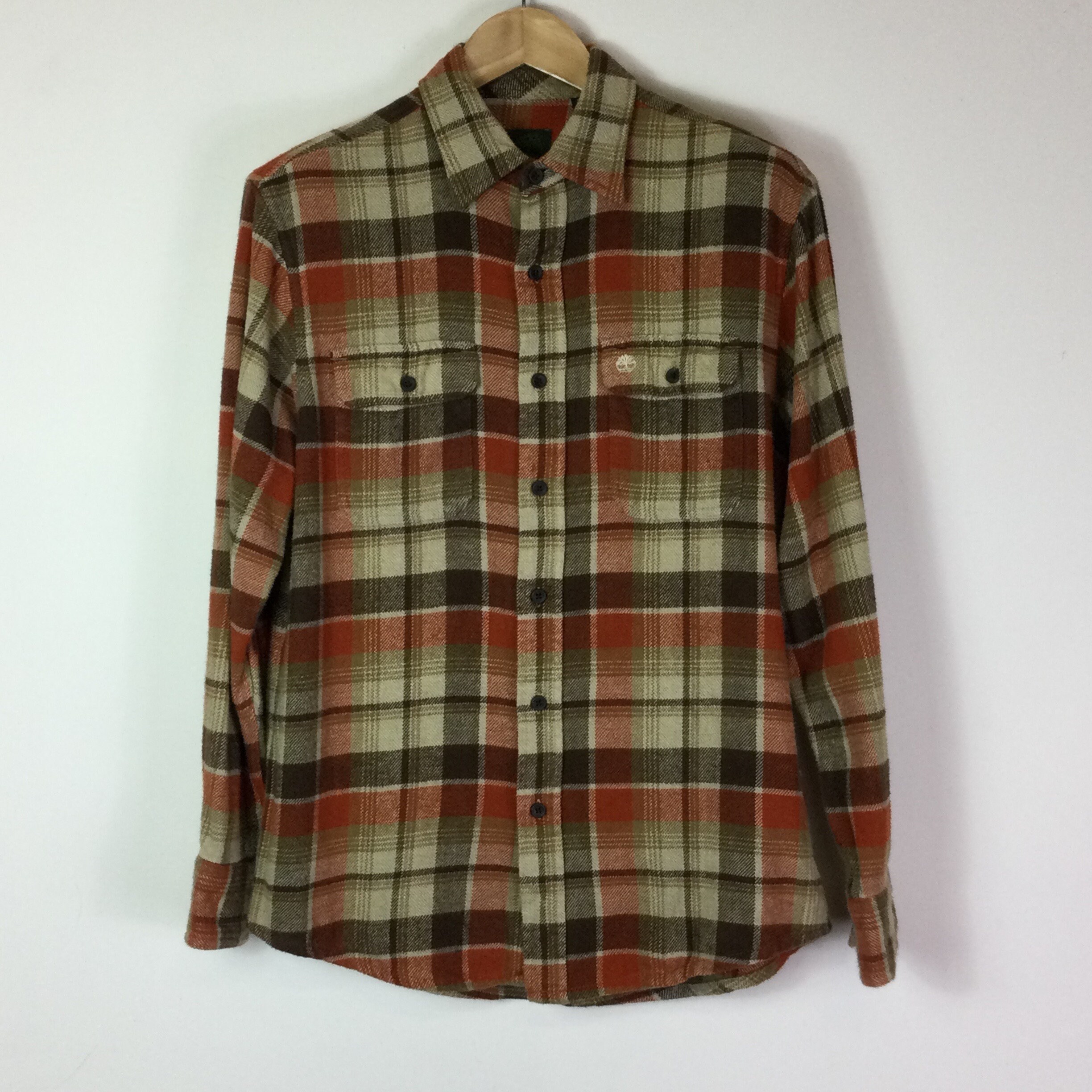 Image of Vintage 1990S Orange & Brown Timberland Flannel Shirt