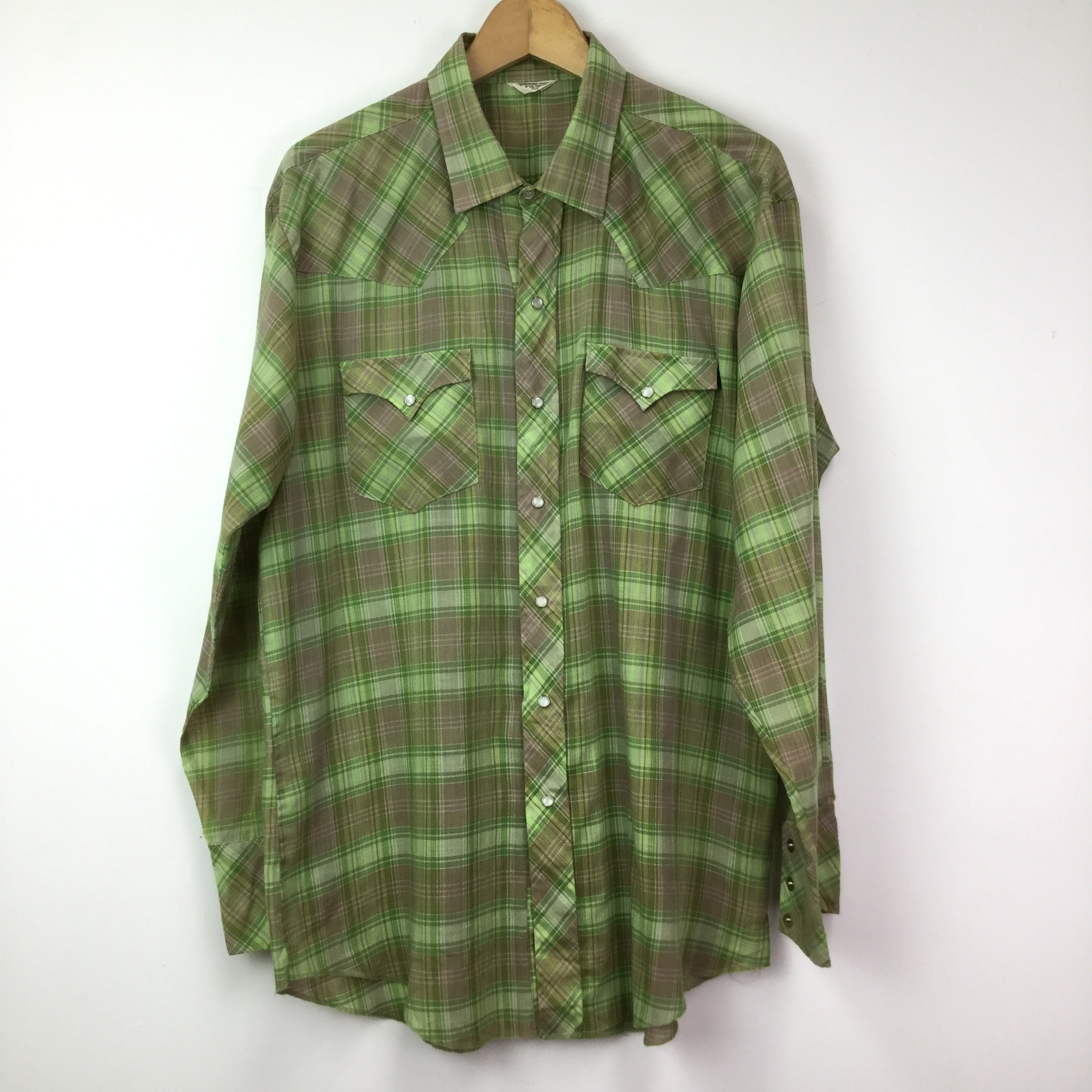 Image of Vintage Green Permanent Press Plaid Shirt