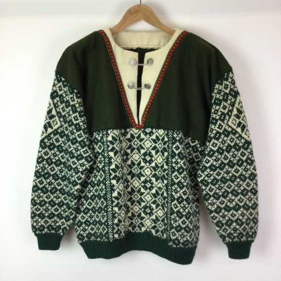 Vintage Nordic Hand Knit Selbu Wool Jumper