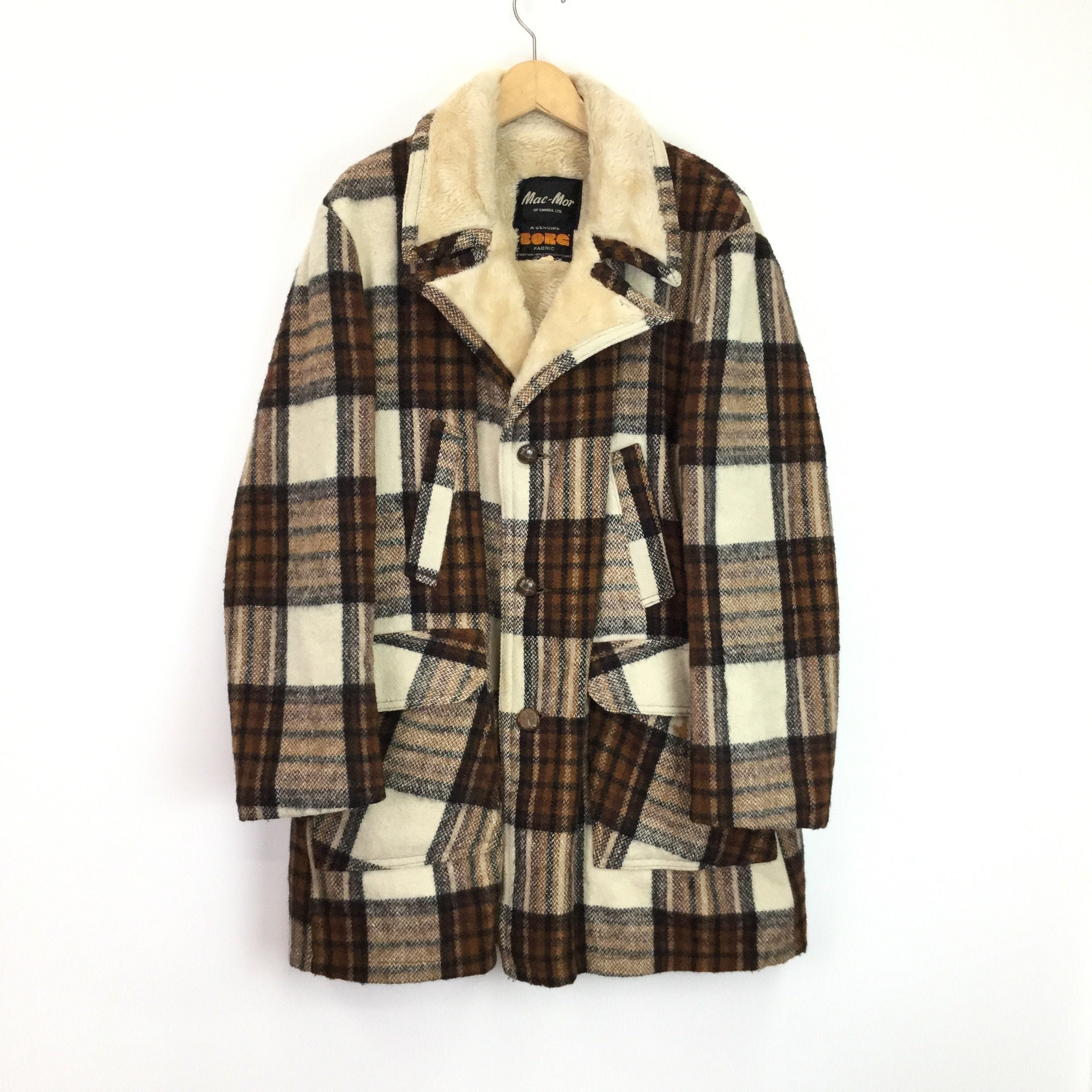 Image of Vintage 70's Genuine Borg Plaid Coat