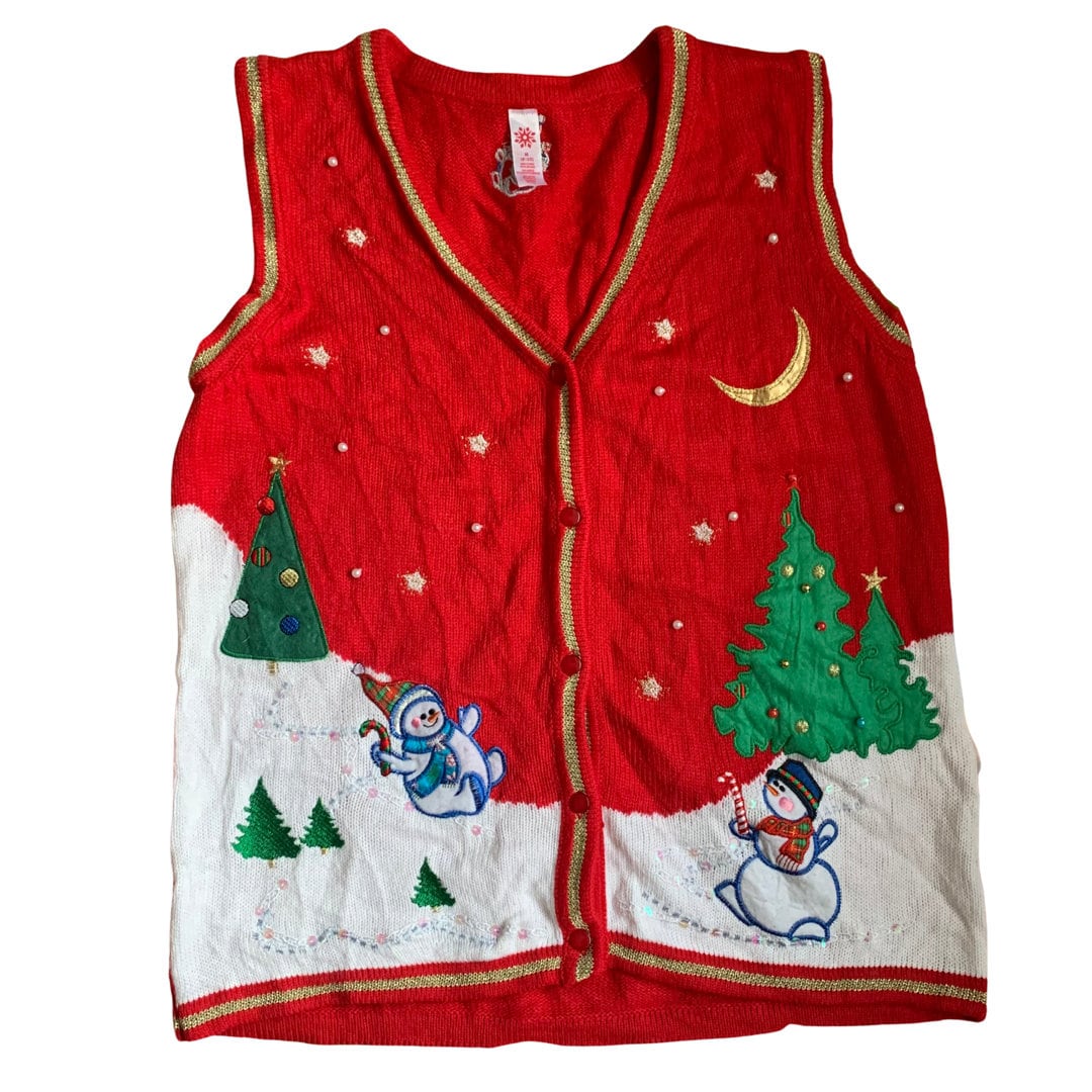 Vintage Knitted Christmas Sleeveless Cardigan/waistcoat - Etsy Singapore