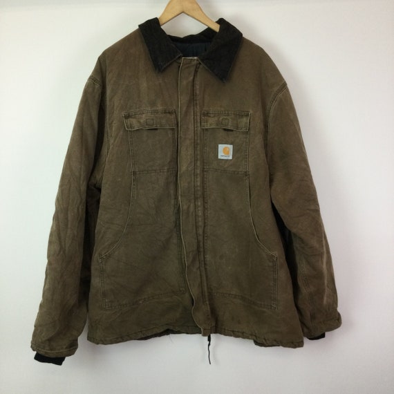 Vintage 1990s Carhartt Brown Canvas Quilted Coat
