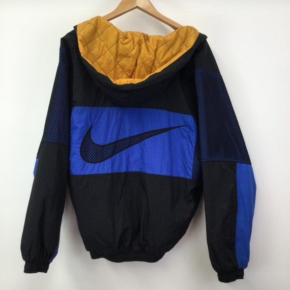 Rare Vintage 1990's Nike Air Centre Swoosh Blue, Yellow \u0026 Black Mesh Jacket - Large