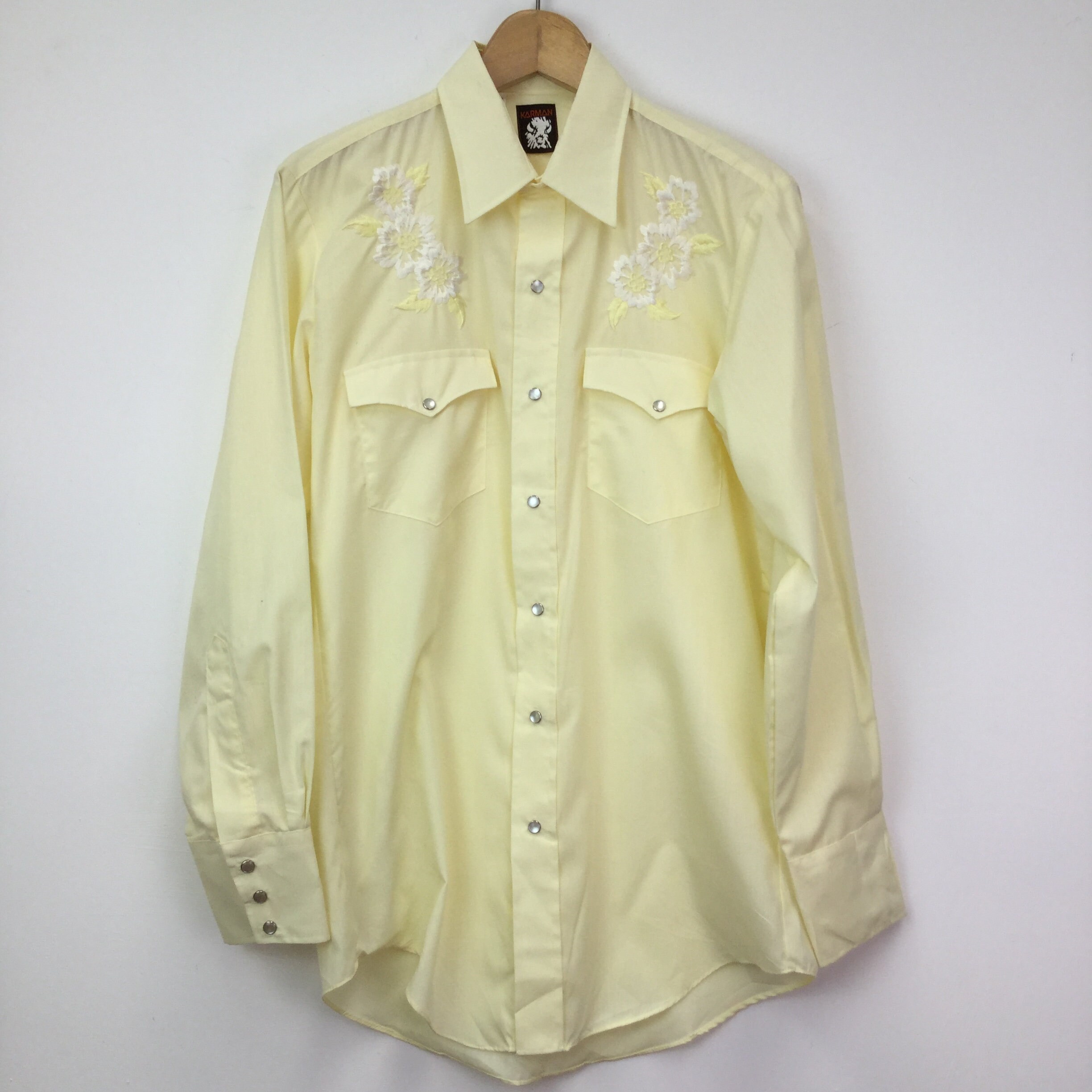 Image of Vintage Karman Lemon Yellow Western Shirt