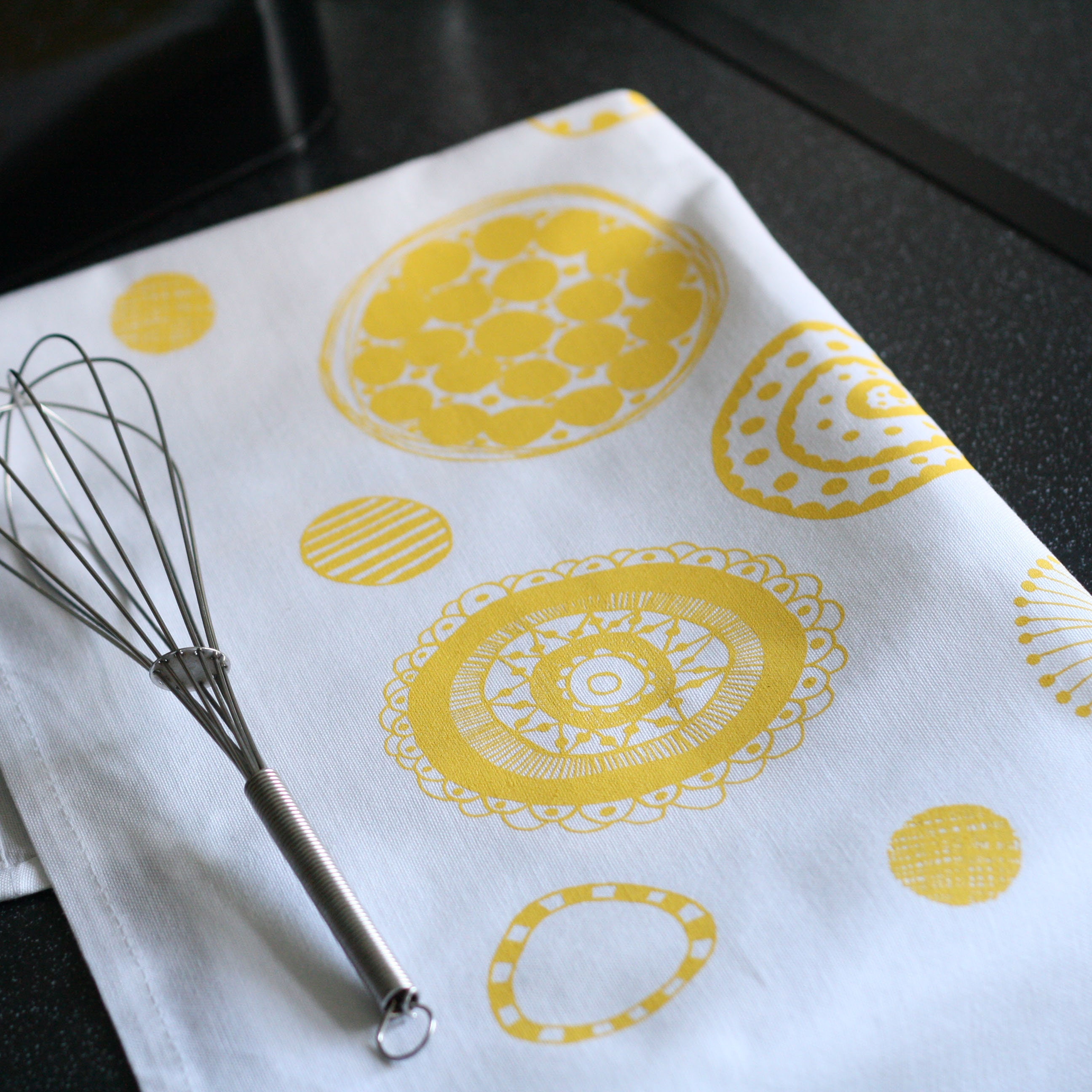 Bright Yellow 100 Cotton Tea Towel, Yellow Kitchen Towel, Screen