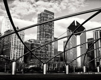 Chicago Photography, Millennium Park Pritzker Pavillion Black & White Fine Art Photograph