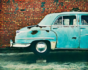 Old Car Photograph, Plymouth, Car Turquoise Rust Vintage Fine Art, Automobile Art, Car Art, Wall Art