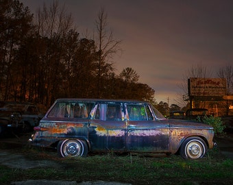 vintage car photograph, colorful whimsical auto, large wall photograph, fine art photograph, old car