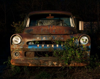 vintage pick up truck photograph, dodge, old truck print, boys bedroom decor, kids room decor, play room